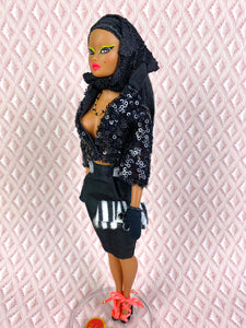 "Sizzle Suit in Black Diamanté" OOAK Doll, No. 149