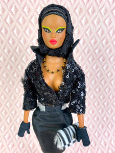 "Sizzle Suit in Black Diamanté" OOAK Doll, No. 149