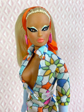 Load image into Gallery viewer, &quot;Sizzle Suit Mini in Stained Glass Citrus&quot; OOAK Doll, No. 150
