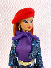 Load image into Gallery viewer, &quot;Sequin Stunner in Navy &amp; Purple&quot; OOAK Doll, No. 151

