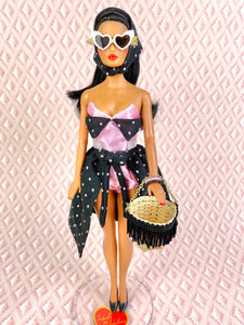 "Wave Raves in Black and Pink" OOAK Doll, No. 154