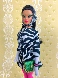 "Mod Mini in Zebra B&W" OOAK Doll, No. 192