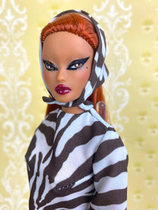 "Mod Mini in Zebra Brown & White" OOAK Doll, No. 193