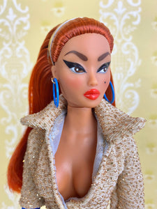 "Sizzle Suit in Gold Glitter" OOAK Navidad Doll, No. 189