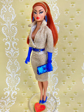 Load image into Gallery viewer, &quot;Sizzle Suit in Gold Glitter&quot; OOAK Navidad Doll, No. 189
