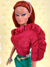 Load image into Gallery viewer, &quot;Jewel Box Color Block in Tourmaline &amp; Emerald&quot; - OOAK Doll
