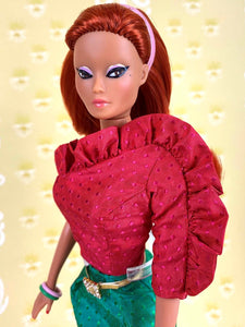 "Jewel Box Color Block in Tourmaline & Emerald" - OOAK Doll