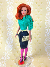 Load image into Gallery viewer, &quot;Jewel Box Color Block in Emerald &amp; Black Diamond&quot; - OOAK Doll
